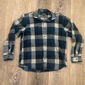Express Men's Blue Plaid Shirt